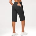thumbnail image 4 of Knee Length Shorts Women Bermuda Summer Stretch Loose Capris High Waisted Athletic Capri with Pockets Black L, 4 of 8