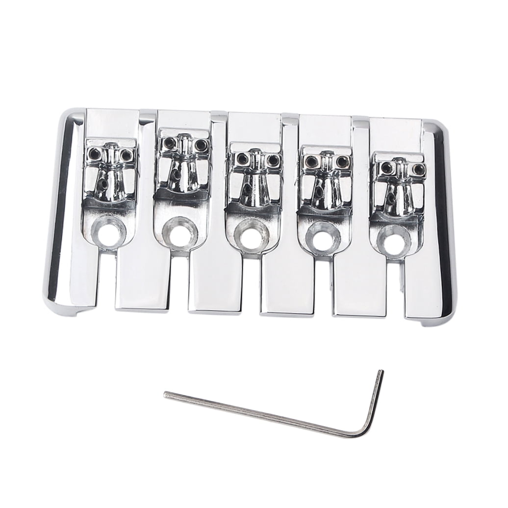 OUNONA Banqiao Guitar Bridge for 5 String Ukulele Silver Metal Vintage Look Easy to Mount