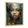 thumbnail image 2 of Designart "African Woman Portrait In Blue And Gold" Africa Picture Framed Wall Decor, 2 of 5