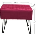 thumbnail image 2 of Red Velvet Tufted Ottoman Entryway Bench, 19.5"x12.5"x17"H Comfy Furry Makeup Stools Foot Rest Sturdy Foot Stool Bedroom End of Bed Living Room Couch Vanity Home Decor Outdoor, 2 of 17