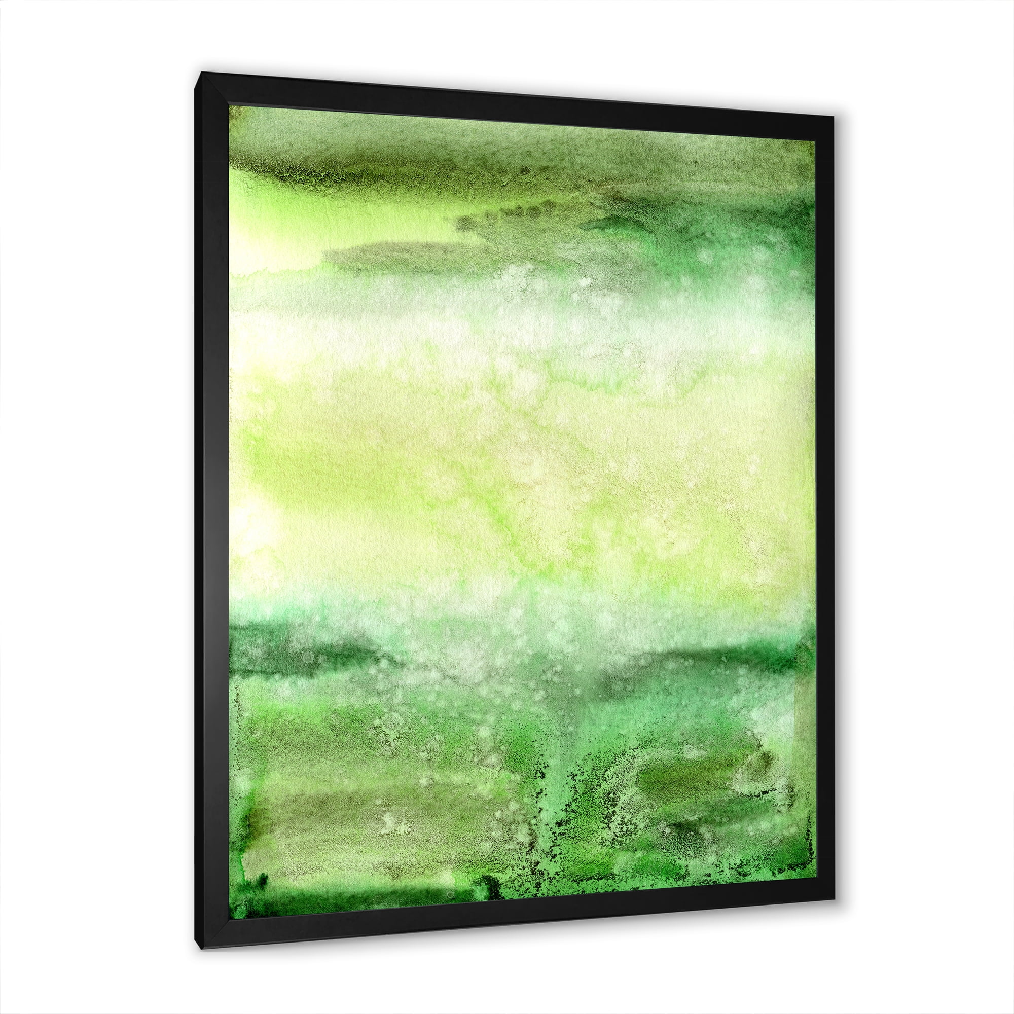 Designart 'Pastel Abstract With Beige and Dark Green & Spots' Modern Framed Art Print
