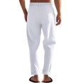 thumbnail image 4 of Men's Simple Casual Elastic Waist Drawstring Straight Leg Linen Pants White M, 4 of 10