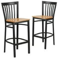 thumbnail image 2 of Flash Furniture 2 Pk. HERCULES Series Black School House Back Metal Restaurant Barstool - Natural Wood Seat, 2 of 8