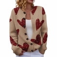 thumbnail image 2 of Plus Size Women's Christmas Santa & Tree Embroidered Cardigan Long Sleeve Round Neck Button Down Knit Sweater For Holiday Season, 2 of 6