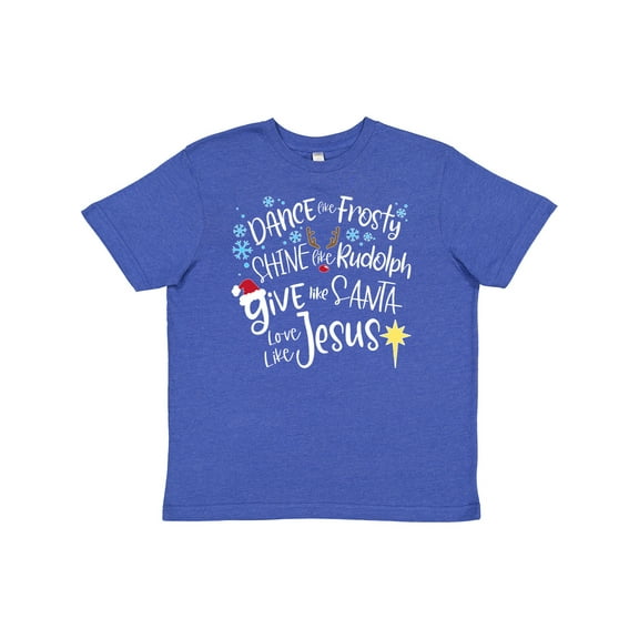 Inktastic Dance Like Frosty, Shine Like Rudolph, Give Like Santa Youth T-Shirt