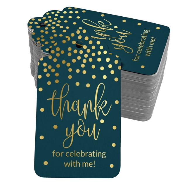 Inkdotpot Gold Foil Paper Hang Tags ThankYou For Celebrating With Me Birthday Favor Tags 100 Pack