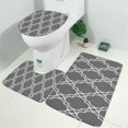 thumbnail image 2 of Gray Geometric Pattern Bathroom Rugs Sets 3 Piece,Toilet Cover Set,Absorbent Non Slip Bathroom Mats Sets with U-Shaped Contour Rug Toilet Rug Set, 2 of 5