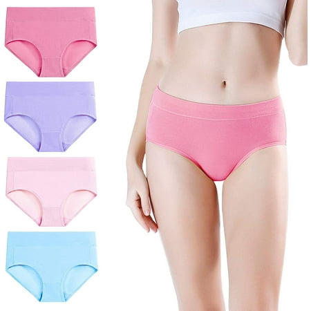 Women's Cotton Stretch Underwear Ladies Mid Rise Briefs Panties Multipack | Walmart Canada