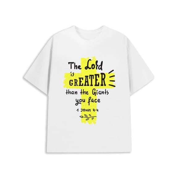 Greenink Faith Over Giants Tee Mens Christianity white Fashionable summer T-shirt, machine washable christian believers expressing faith Original Unisex Shirt Graphic tshirts