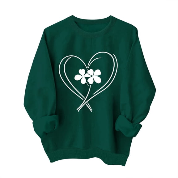 Diufon St Patricks Day Sweatshirt Women Shamrock Graphic Crewneck Sweatshirts Casual Loose Long Sleeve Pullover Tops