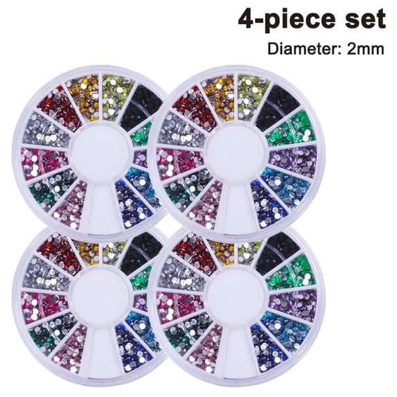 HZKAICUN 4 Boxes Nail Art Decoration DIY Glitter Nail Decoration Rhinestone 3D Round Nail Art Rhinestone Nail Art Decor Accessories Nail Art Decorations Colourful Gemstones Rhinestones