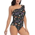 thumbnail image 3 of Easygdp Mushrooms Women's One Shoulder Ruffle Monokini Bathing Suits with Removable Chest Pad, Quick Drying - Medium, 3 of 8
