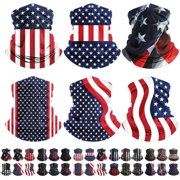 Helii Neck Gaiter for Men Women – American Flag Breathable Face Mask, Moisture Wicking Quick Dry Sun Scarf, Multifunctional 12 Ways Bandana for Fishing Running Hiking Blue,One Size
