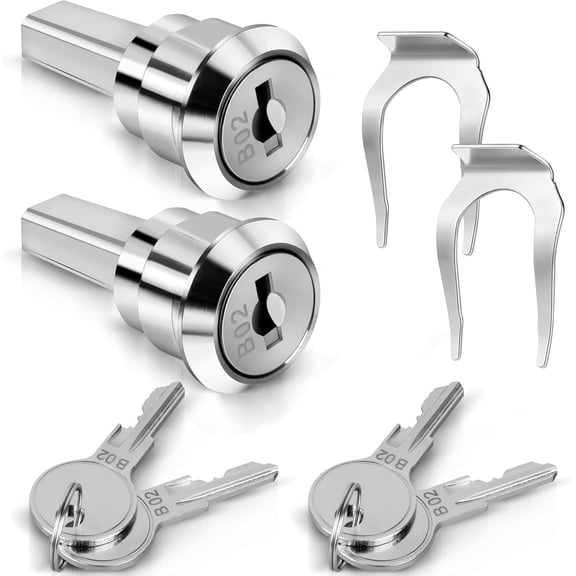A Set Silver Universal Stainless Toolbox Locks with Keys, Toolbox Iron Cabinet Insert Linkage Drawer Lock Set,180° Rotation Unlocking, Cabinet Hardware
