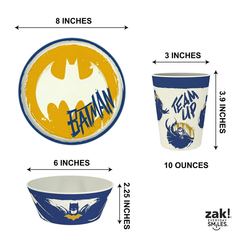 Zak Designs DC Comics Batman Kids Dinnerware Set 3 Pieces