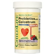 ChildLife Essentials ChildBiotics Probiotics with Colostrum: Gut Health Support for Kids, Natural Mixed Berry Flavor, 92 Chewable Tablets