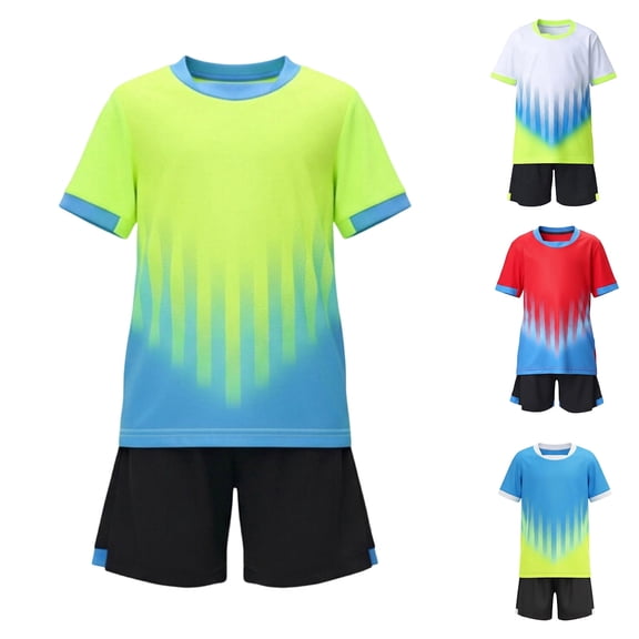 Vornjynx Boys Outfit Sets 2 Piece Quick Dry Crew Neck T-Shirt and Shorts Summer Gym Sports Activewear Green Size 5
