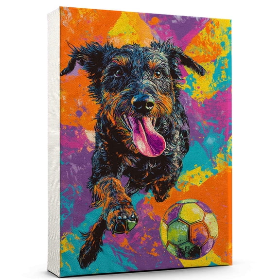 Scottish Deerhound Dog Soccer Art Stretched Canvas Size 8x12 – Scottish Deerhound Dog Playing Soccer Wall Art, Dog Lover Canvas, Sports Theme Decor for Living Room