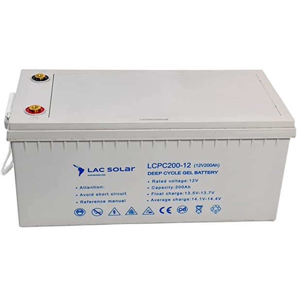 LAC Solar 12V 200AH Rechargeable Deep Cycle Gel Battery for Solar, Wind