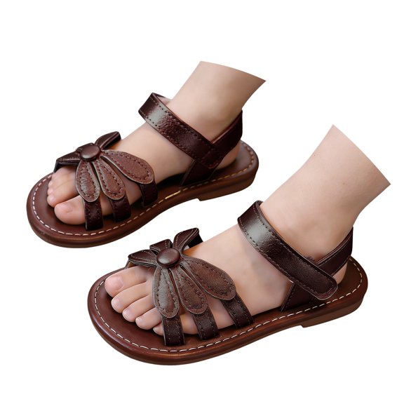 Ruyang Sandals for Toddler Girls Flower Open Toe Anti Slip Rubber Sole Shoes Kids Hook and Loop Swim Beach Summer Flat Shoes