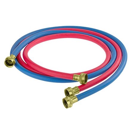 - everflow 25612k 12 feet washing machine hot/cold hose durable rubber kit, epdm rubber tube & cover, f3/4 in. x f3/4 in. supply line stamped brass hose end, upc approved, made in usa (1 red + 1 blue)