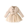 thumbnail image 1 of xiaxaixu Robe d'Automne pour Filles, Robe Décontractée Trapèze, Manches Longues, Col à Revers, Robe en Tulle à Empiècements avec Ceinture, 1 of 8