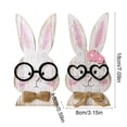 thumbnail image 4 of KOYPTL 2Pcs Easter Rustic Table Decorations White Wooden Bunny Couple Block Signs with Glasses Gifts Happy Easter Centerpiece for Tables Kitchen Home Shelf Office Farmhouse Tiered Tray Decor Presents, 4 of 10