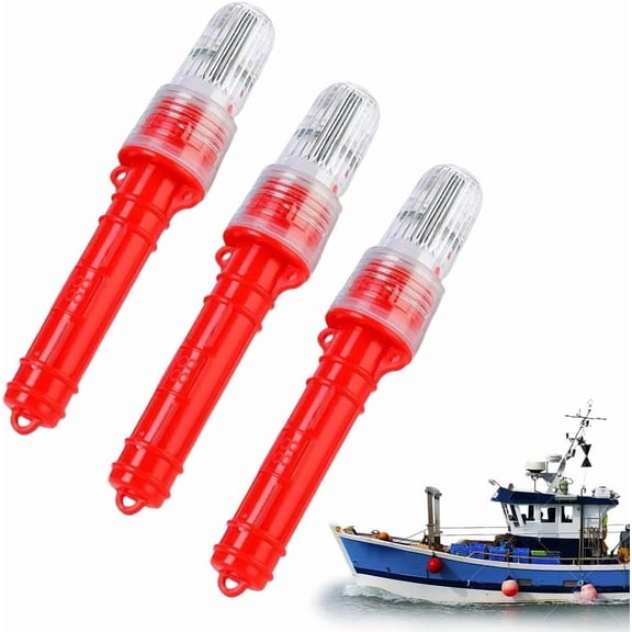 LED Boat Flares Waterproof Coast Guard Approved Marine Safety Kit, 3-Pack 7.48x1.57in, Emergency Signals for Fishing Boats & Kayaks (#05)