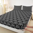 thumbnail image 3 of Feelyou Women Damask Floral Twin Sheet Sets, Black Halloween Ghost Bedding, 3 Pieces, 3 of 7