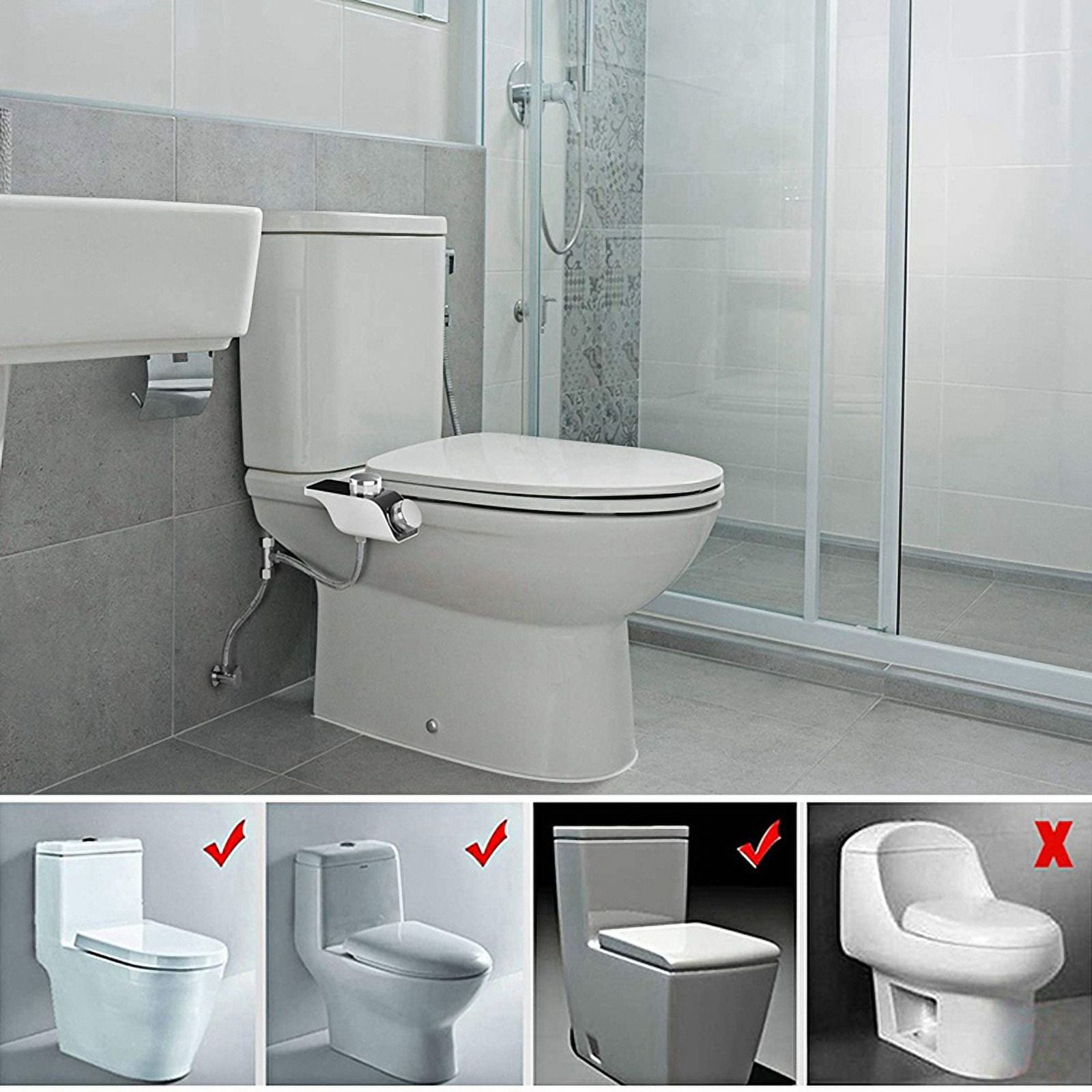 Hot and Cold Dual Multifunctional Simple Installation Bidet No Electricity Smart Toilet Seat Butt Flusher,B