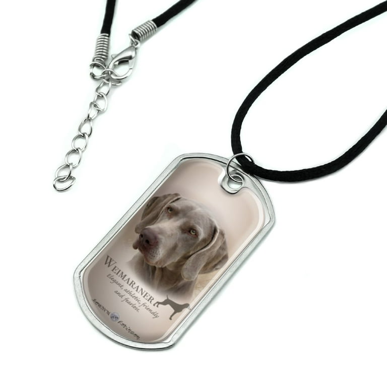 Weimaraner Dog Breed Military Dog Tag Pendant Necklace with Cord
