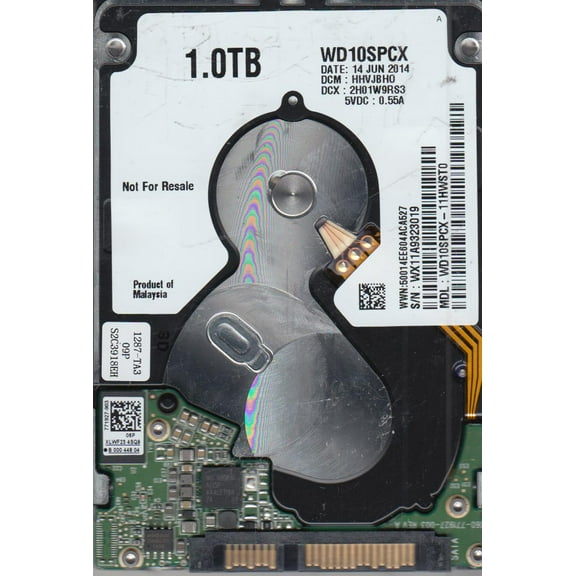 WD10SPCX-11HWST0, DCM HHVJBHO, Western Digital 1TB SATA 2.5 Hard Drive