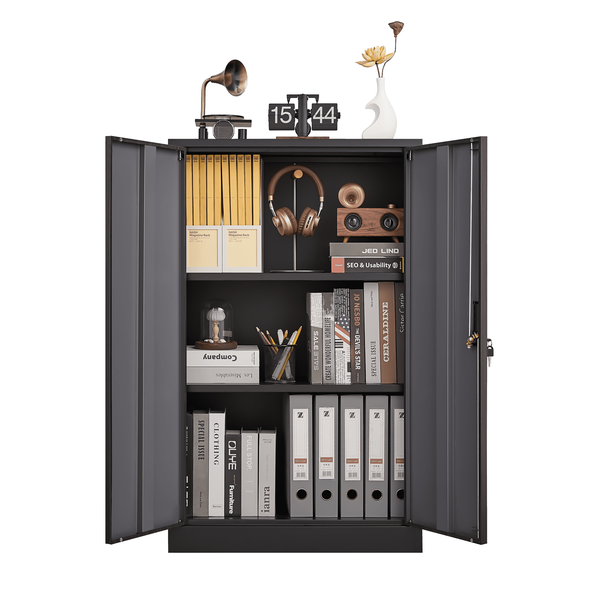 Metal Storage Cabinet File Cabinet Folding Storage Locker Cabinet for Home Office,School,Garage,Brown
