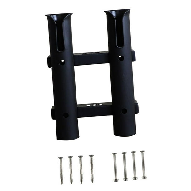 Soporte para caña de pescar de 2 tubos, soporte para caña de pescar, regalo para papá, equipo de pesca. Negro
