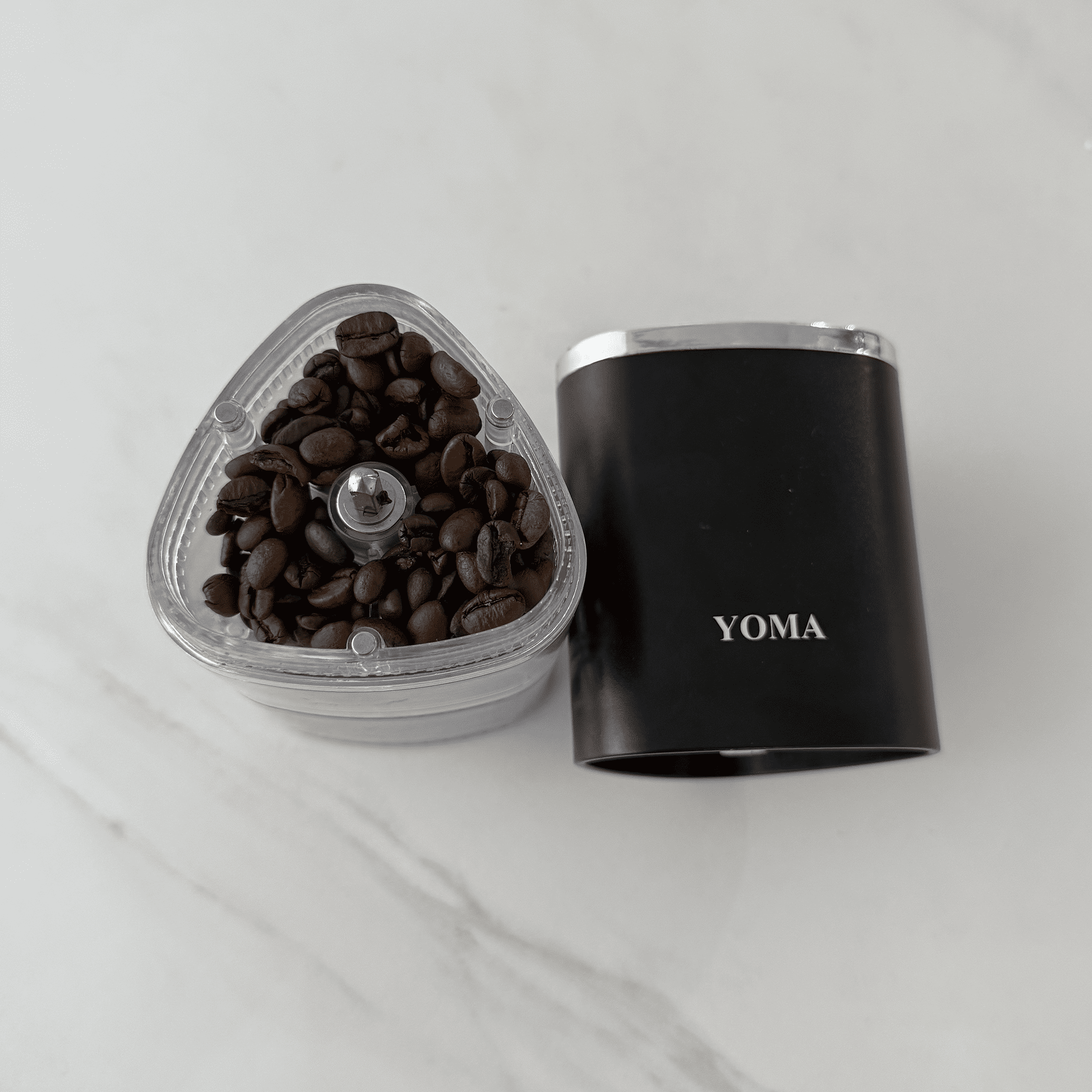 YOMA Coffee Grinder with Magnetic Detachable Design - Adjustable Grind Settings, Low-Noise Motor, One-Touch Operation, Transparent Bean Hopper & LED Light - Type-C Rechargeable-CG70