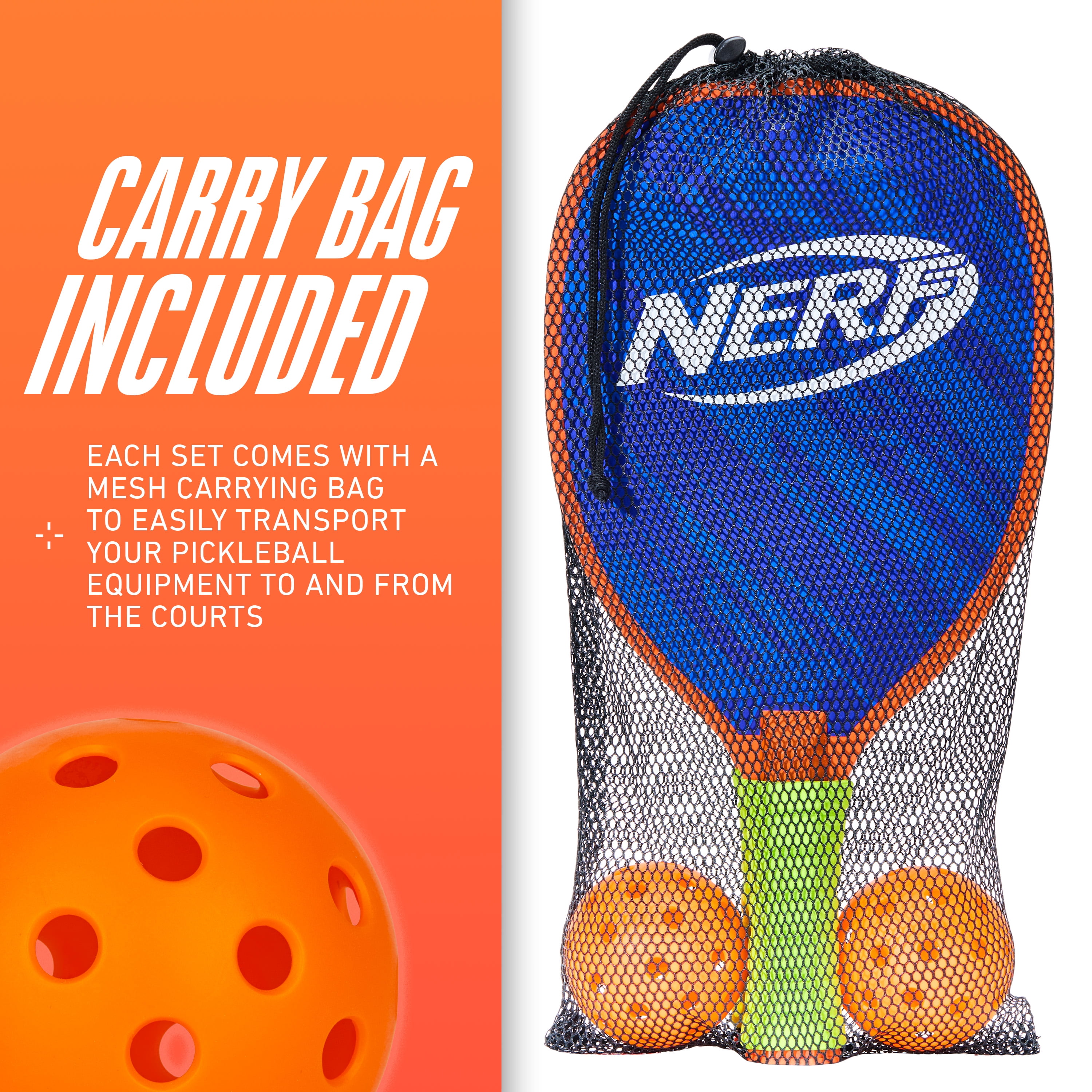 NERF 2 Player Pickleball Paddle Set - Youth Pickleball - (2) Wooden Paddles + (2) Pickleballs