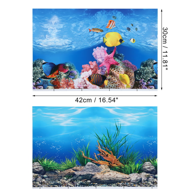 Unique Bargains Aquarium Background Poster Double-Sided Fish Tank Background Decorative Paper Sticker 16.54 inchx11.81 inch, Size: 16.54 x 11.81
