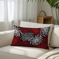 thumbnail image 3 of Red White Throw Pillow Cover, Pillowcase Protectors with Zipper, Breathable Decorative Lumbar Pillow Case Cover, Abstract Black Chrysanthemum Flower Floral Pillow Shams for Couch Sofa 12x20Inch, 3 of 8