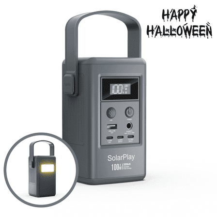 SolarPlay 100W 96Wh Push button Start Battery Generator, with 100W 2-Way Fast Charging for Jobsite/ Travel