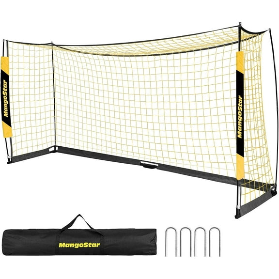 MangoStar Soccer Goal, 12X6 FT Soccer Goal for Backyard Portable Net Collapsible Metal Base, Quick Set Up Soccer Net for Indoor Outdoor Practice Training with Carry Bag