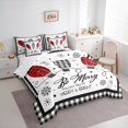 thumbnail image 3 of Homewish Merry Christmas Child Bedding Comforter Set 7pcs, Kawaii Xmas Snowflake Queen Bedding Sets, Square Checkered Plaid Queen Sheet Sets, Luxury Bedroom Decor, 3 of 7