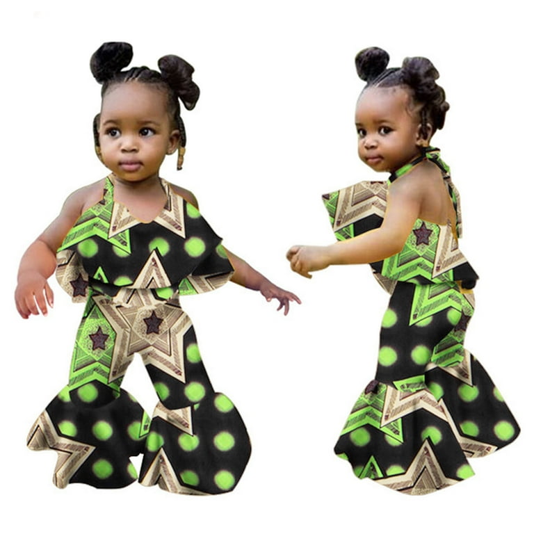 CONYUMN Baby Girl Clothes 12 18 Months Toddler Girls African Traditional Style Sleeveless Ruffles Romper Kids Ankara Backless Suspenders Jumpsuit 1 Year Old Girl Gifts Green 120 Walmart