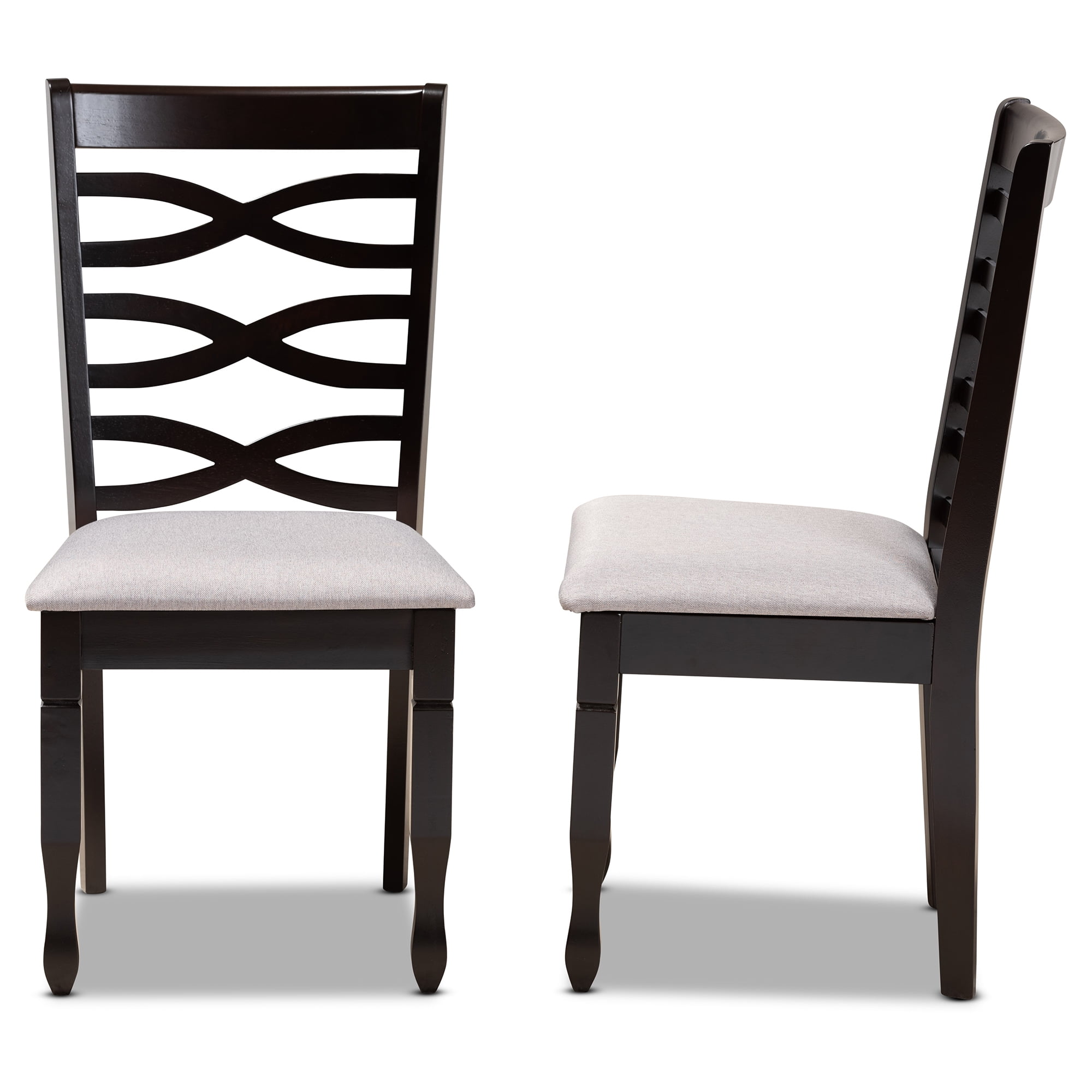 Baxton Studio Lanier Modern and Contemporary Grey Fabric Upholstered Espresso Brown Finished Wood 2-Piece Dining Chair Set