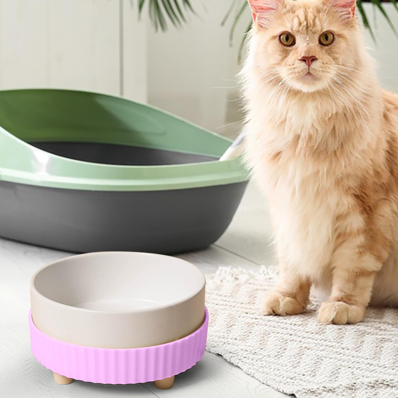 Specollect 1 Pcs Ceramic Heated Pet Bowl with Constant Temperature, Elevated Feeding Dish for Cats and Dogs, Winter Warm Water and Food Bowl, Cervical Spine Protection