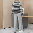 thumbnail image 4 of BangWanChi Lounge Sets for Women 2 Piece Women New Winter Loose Casual Striped Button Long Sleeved+wide Leg Pants Knitted Two-piece Set Long Sleeved Lapel Set, 4 of 5