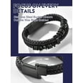 thumbnail image 5 of Bandmax Men's Stainless Steel Beaded Bracelet Double Leather Braided Bracelet Cool Black Wristband with Bead Charm for Men Boyfriend Husband Father Son, 5 of 9