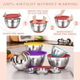 thumbnail image 4 of Mixing Bowls with Airtight Lids Set, 8PCS Stainless Steel Nesting Bowls Set, 3 Grater Attachments & Non-Slip Bottoms, Size 5, 4, 3.5, 2, 1.5QT for Baking & Mixing(Colorful), 4 of 8