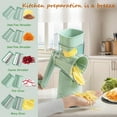 thumbnail image 2 of 5-in-1 Rotary Cheese Grater Vegetable Slicer, 5 Interchangeable Blades Food Shredder with Anti-Slip Reinforced Suction Base, Kitchen Mandoline Chopper with Blade Storage Box (Green), 2 of 7