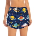 thumbnail image 2 of Vsdgher Planets and Stars Print Women's Running Double Layer Shorts High Waisted with Pockets Elastic Yoga Workout Athletic Gym Sports, 2 of 8