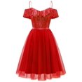 thumbnail image 1 of Vestido de cóctel Wedtrend rojo con lentejuelas y volantes en los hombros HOCO WTS6002, 1 of 6
